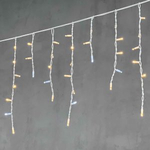 Гирлянда Бахрома 3.1 м Тепло-белая с Мерцанием, 120 LED, Белый Каучук, IP65, LTC