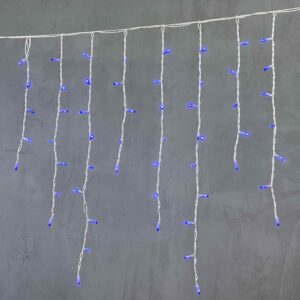 Гирлянда Бахрома 3.2 м Синяя Статика, 168 LED, IP65, Белый провод