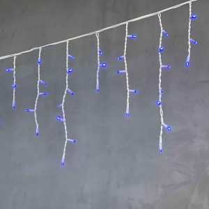 Гирлянда Бахрома 3,1 м Синяя Статика, 120 LED, Белый Каучук, IP65, LTC