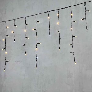 Гирлянда Бахрома с Колпачками 3,1 м Тепло-Белая с Мерцанием, 120 LED, IP65, чёрный ПВХ, LTC