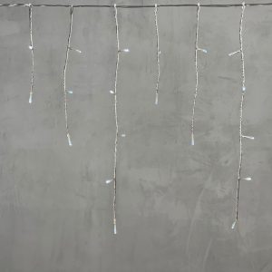Гирлянда Бахрома 3 м Белая Статика, 100 LED, Прозрачный Силикон, IP65, LTC (на батарейках)