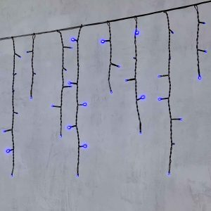 Гирлянда Бахрома 3,1 м Синяя Статика, 150 LED, Чёрный ПВХ, IP54, LTC