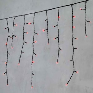 Гирлянда Бахрома 3,1 м Красная Статика, 150 LED, Чёрный ПВХ, IP54, LTC