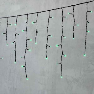 Гирлянда Бахрома 3,1 x 0,5 м Зеленая 220В, 150 LED, Провод Черный ПВХ, IP54