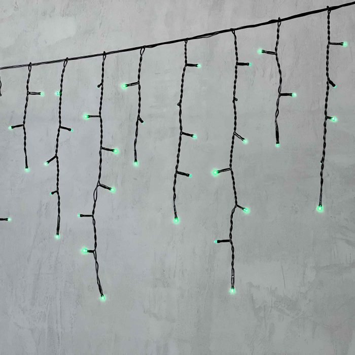 Гирлянда Бахрома 3,1 x 0,5 м Зеленая 220В, 150 LED, Провод Черный ПВХ, IP54
