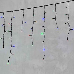 Гирлянда Бахрома 4,9 x 0,5 м Разноцветная 220В, 240 LED, Провод Черный ПВХ, IP54