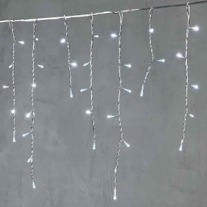 Гирлянда Бахрома 4,9 м Белая Статика, 240 LED, Прозрачный ПВХ, IP54, LTC