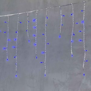Гирлянда Бахрома 3,1 м Синяя Статика, 150 LED, Прозрачный ПВХ, IP54, LTC