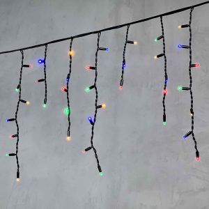 Гирлянда Бахрома 3,1 м Разноцветная Статика, 120 LED, Чёрный Каучук, IP65, LTC