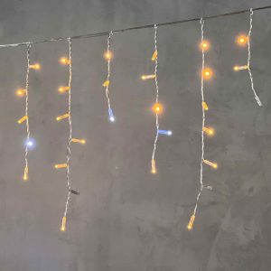 Гирлянда Бахрома с Колпачками 3,1 м Жёлтая с Мерцанием, 120 LED, IP65, прозрачный ПВХ, LTC