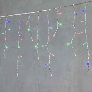 Гирлянда Бахрома 4,9 м Разноцветная с Мерцанием, 240 LED, Прозрачный ПВХ, IP54, LTC