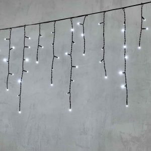 Гирлянда Бахрома 3,1×0,5 м Белая Статика, 150 LED, Чёрный ПВХ, IP54, LTC