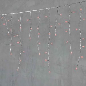 Гирлянда Бахрома 3,1 м Красная Статика, 150 LED, Прозрачный ПВХ, IP54, LTC