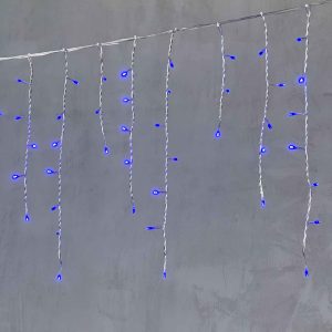 Гирлянда Бахрома 4,9 м Синяя Статика, 240 LED, Прозрачный ПВХ, IP54, LTC