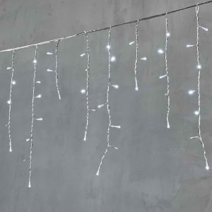 Гирлянда Бахрома 4,9 x 0,5 м Белая с Мерцанием Белого Диода 220В, 240 LED, Провод Прозрачный ПВХ, IP54