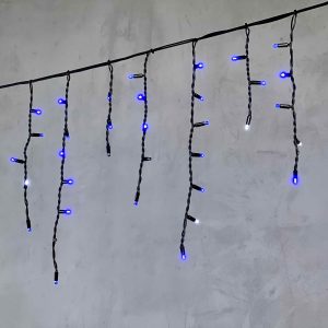 Гирлянда Бахрома 3.1 м Синяя с Мерцанием, 120 LED, Чёрный Каучук, IP65, LTC