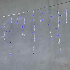 Гирлянда Бахрома 3,1 м Синяя с Мерцанием, 150 LED, Прозрачный ПВХ, IP54, LTC