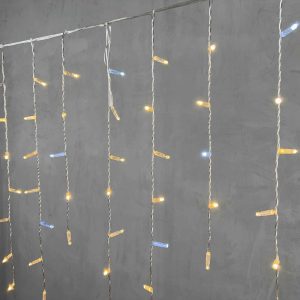 Гирлянда Бахрома 4,9 м Тепло-белая с мерцанием, 273 LED, прозрачный ПВХ, IP65