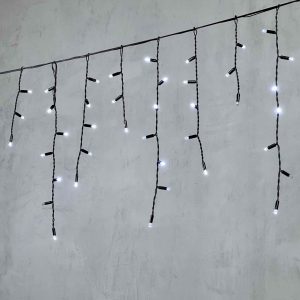 Гирлянда Бахрома с Колпачками 3,1 м Белая с Мерцанием, 120 LED, IP65, черный ПВХ, LTC