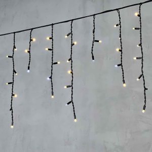 Гирлянда Бахрома 3.1 м Тепло-белая с Мерцанием, 120 LED, Черный Каучук, IP65, LTC