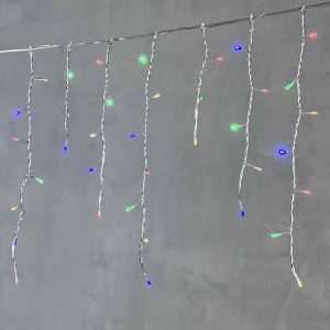 Гирлянда Бахрома 4,9 x 0,5 м Разноцветная 220В, 240 LED, Провод Прозрачный ПВХ, IP54