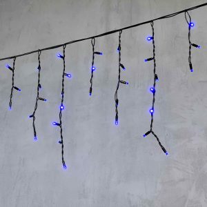 Гирлянда Бахрома 3,1 м Синяя Статика, 120 LED, Чёрный Каучук, IP65, LTC