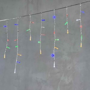 Гирлянда Бахрома с Колпачками 3,1 м Разноцветная с Мерцанием, 120 LED, IP65, прозрачный ПВХ, LTC