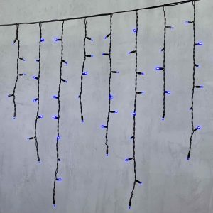 Гирлянда Бахрома 3.2 м Синяя Статика, 168 LED, IP65, Чёрный провод