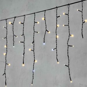 Гирлянда Бахрома 3,1 м Тепло-Белая с Мерцанием, 150 LED, Чёрный ПВХ, IP54, LTC
