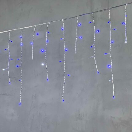 Гирлянда Бахрома 4,9 м Синяя с Мерцанием, 240 LED, Прозрачный ПВХ, IP54, LTC