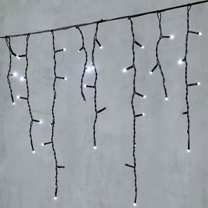 Гирлянда Бахрома 3,1 м Белая с Мерцанием, 150 LED, Чёрный ПВХ, IP54, LTC