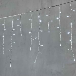 Гирлянда Бахрома 3,1 x 0,5 м Белая с Мерцанием Белого Диода 220В, 150 LED, Провод Прозрачный ПВХ, IP54