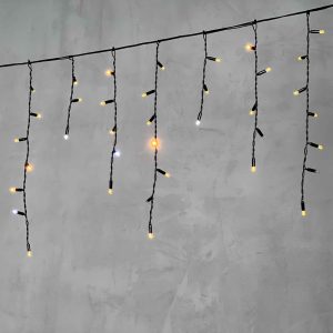 Гирлянда Бахрома с Колпачками 3,1 м Жёлтая с Мерцанием, 120 LED, IP65, чёрный ПВХ, LTC