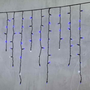 Гирлянда Бахрома 3,2 м Синяя с Белым Мерцанием, 168 LED, IP65, Каучук