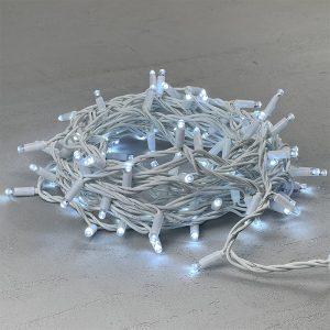Гирлянда Нить 10м Белая 220В, 100 LED, Провод Белый Каучук, IP65