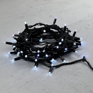 Гирлянда Нить 10 м Белая с Мерцанием Белого Диода, 75 LED, Чёрный Каучук, 220 В, IP65, LTC