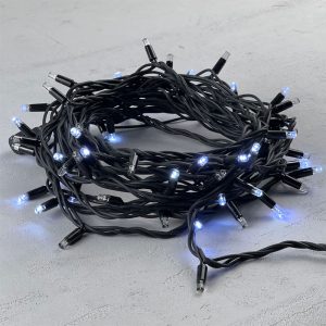 Гирлянда Нить 10м Белая с Мерцанием Каждого Диода 220В, 100 LED, Провод Черный Каучук, IP65