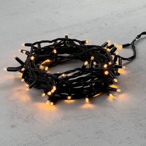Гирлянда Нить 10 м Экстра Тепло-Белая Статика, 75 LED, Чёрный Каучук, 24 В, IP65, LTC