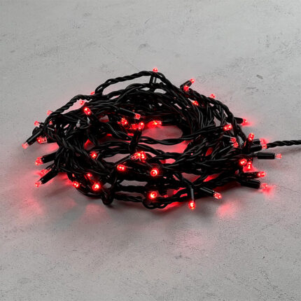 Гирлянда Нить 10 м Красная Статика, 75 LED, Чёрный Каучук, IP65, LTC