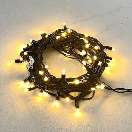 Гирлянда Нить 10 м Тепло-Белая Статика, 75 LED, Чёрный Каучук, IP65, LTC
