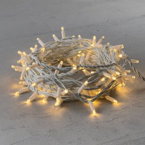 Гирлянда Нить 10 м Тепло-Белая Статика, 100 LED, Белый Каучук, IP65, LTC