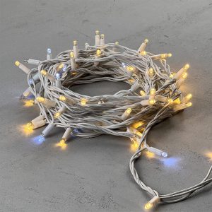 Гирлянда Нить 10 м Тепло-Белая с Мерцанием Белого Диода, 75 LED, Белый Каучук, 220 В, IP65, LTC