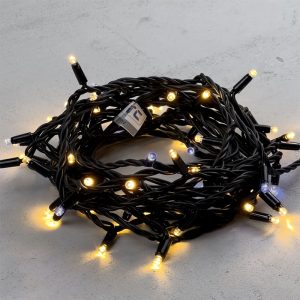 Гирлянда Нить 10 м Тепло-Белая с Мерцанием, 75 LED, Чёрный Каучук, IP65, LTC