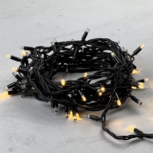 Гирлянда Нить 10 м Тепло-Белая с Мерцанием Каждого Диода, 75 LED, Чёрный Каучук, IP65, LTC