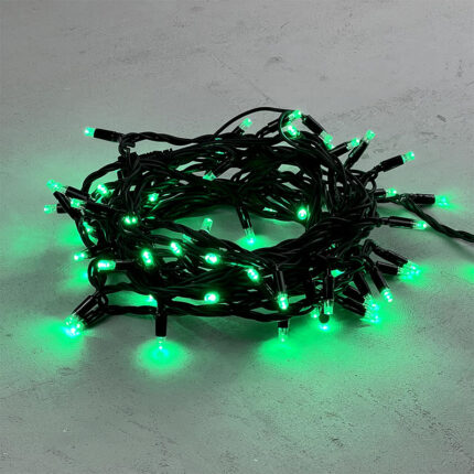 Гирлянда Нить 10 м Зелёная Статика, 75 LED, Чёрный Каучук, IP65, LTC
