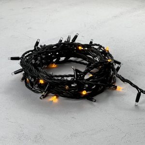 Гирлянда Нить 10 м Жёлтая с Мерцанием Каждого Диода, 100 LED, Чёрный каучук, IP65, LTC