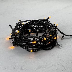Гирлянда Нить 10 м Жёлтая с Мерцанием Каждого Диода, 75 LED, Чёрный Каучук, IP65, LTC