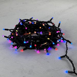 Гирлянда Нить с Колпачком 15 м RGB, 100 LED, 8 режимов, Чёрный Каучук, IP65, LTC
