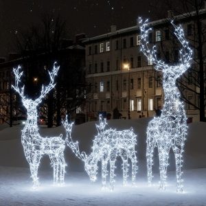 Семья оленей (динамика серия 2,5м; динамика серия 1,9м; пьющий серия 1,9м) OL 338, IP65, холодный свет