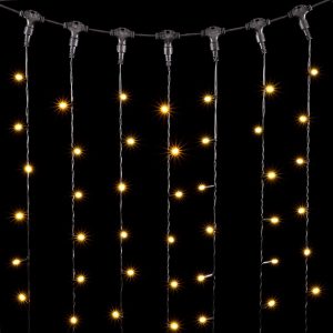 Гирлянда Занавес с Колпачком 1×6 м Шампань Статика, 600 LED, Провод Черный ПВХ, IP65